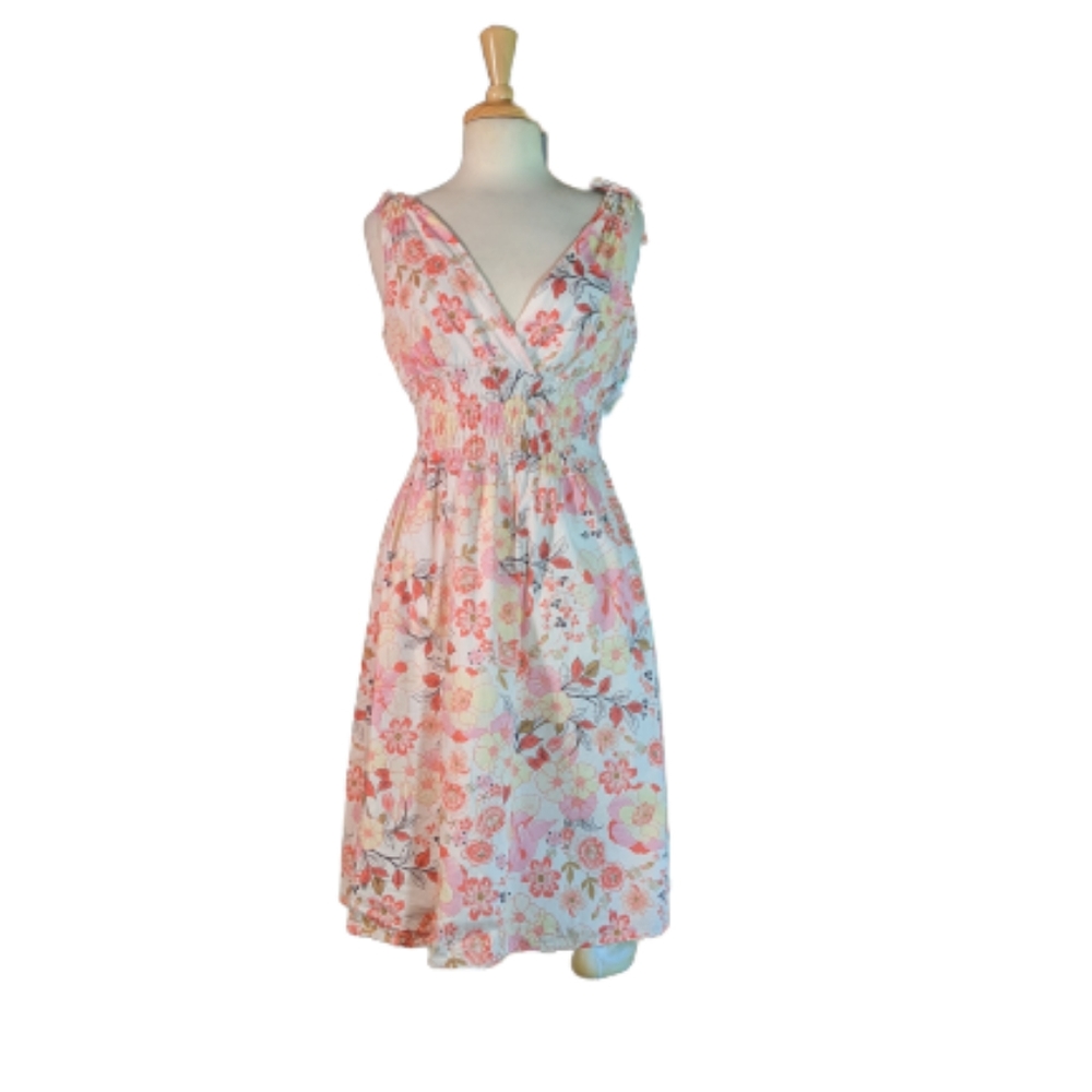 Vintage Ambiance Dress  100% cotton Cottagecore Floral Summer Midi Sundress  L